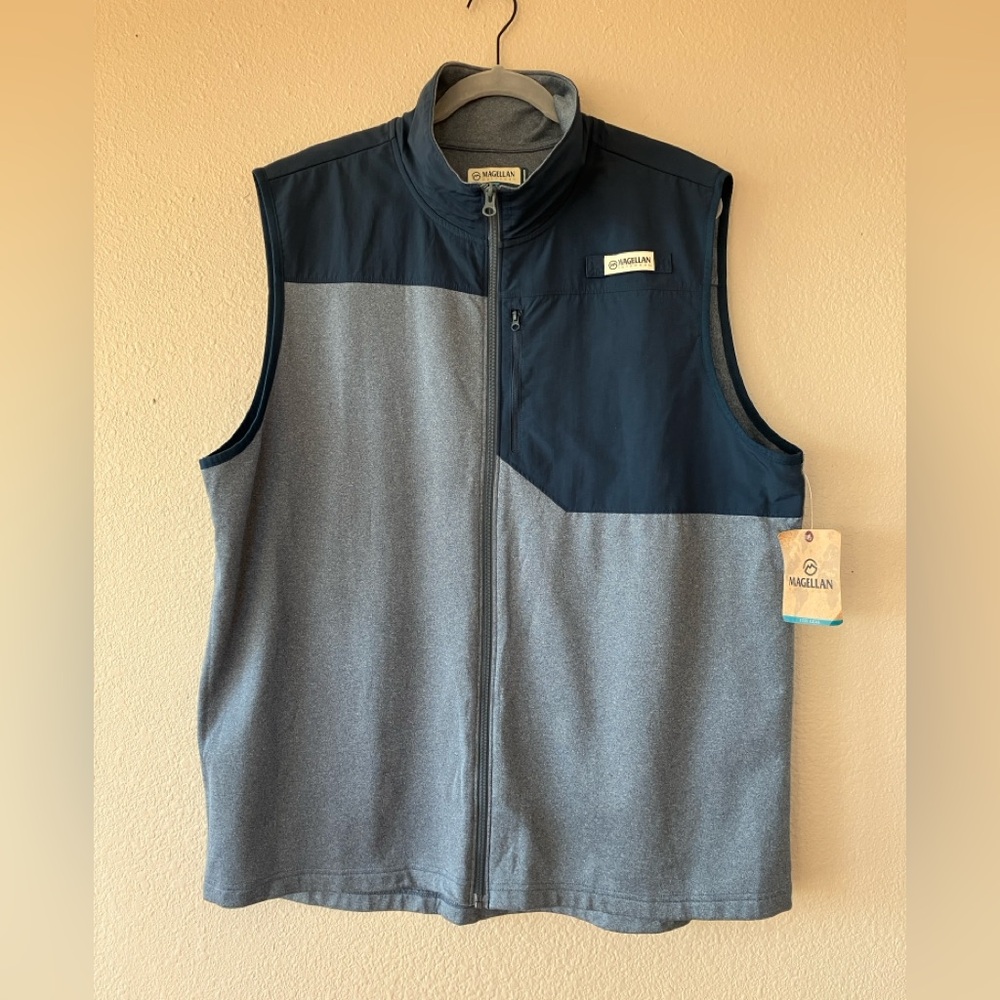 NWT Magellan Outdoors Fish Gear Overcast Full Zip Vest Size XXL 2XL Blue